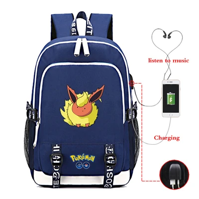 Для подростков, для мальчиков и девочек, рюкзак с usb-портом с принтом "Pokemon" школьные сумки, студенческие модные школьные принадлежности рюкзак для кампуса