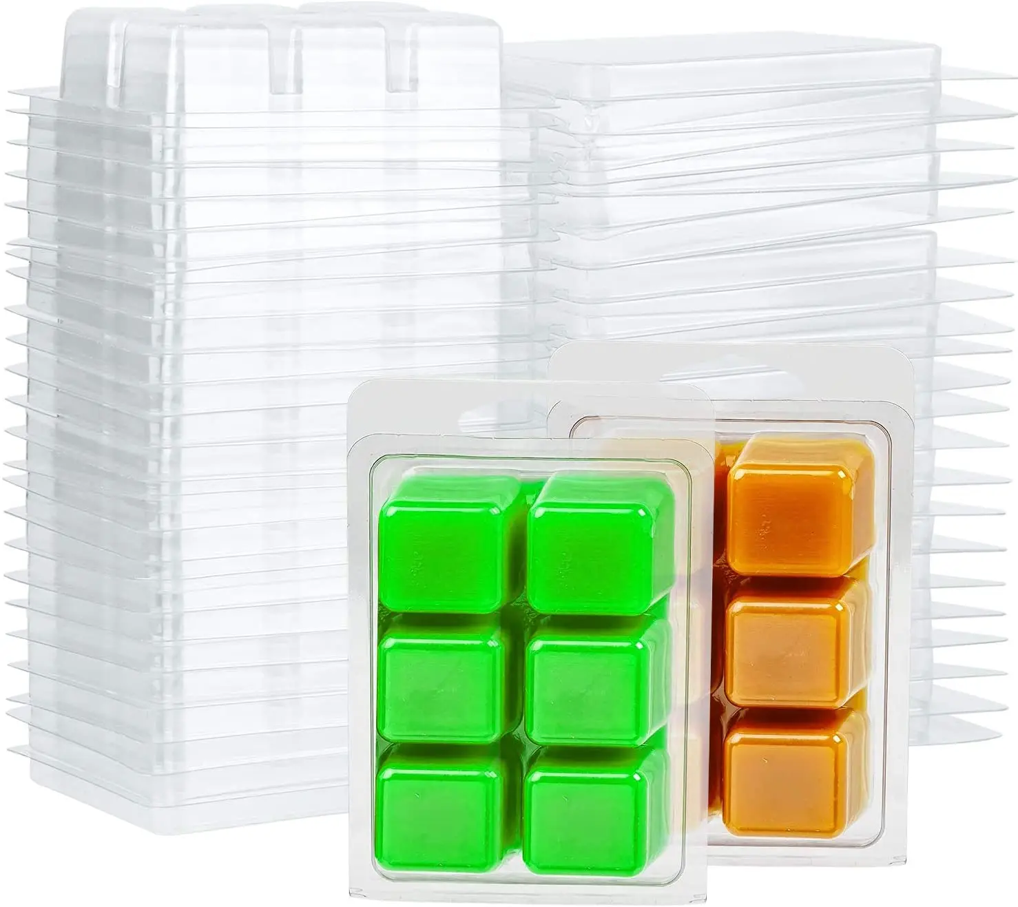 60 Pack Wax Melt Containers-6 Cavity Clear Empty Plastic Wax Melt