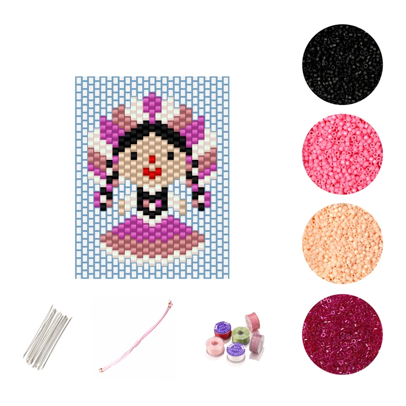 

FAIRYWOO Cute Girl Bracelet Pink Charms Bangles Miyuki Beaded Jewelry DIY Accessories Jewelry Making Kit For Women Wholesale