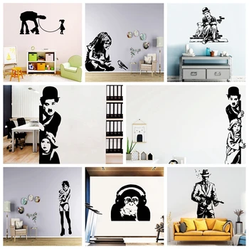 

Creative Banksy Wall Art Decal Wall Stickers Vinyl Material For Home Decor Living Room Bedroom Mural Poster