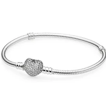 925 пробы серебряный браслет Moments Pave Heart застежка с кристаллами браслет подходит из бисера очаровательные модные ювелирные изделия