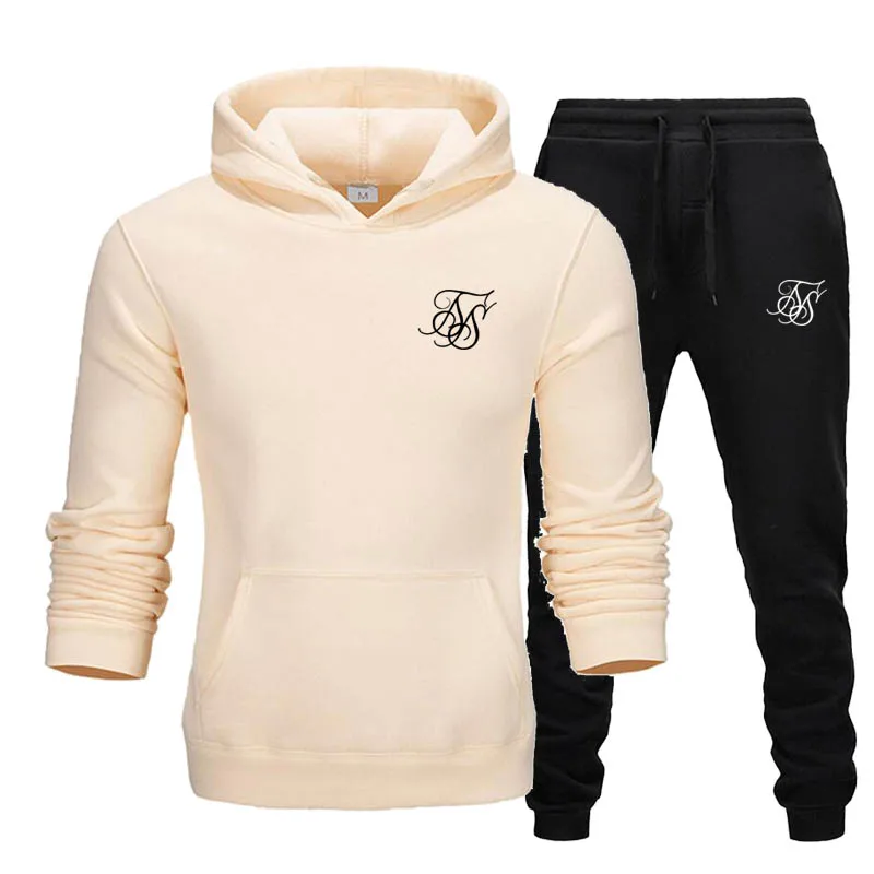 

New men's Hoodie s Silk sportswear Sweatshirt set Hoodie + sports pants jogging men's Pullover 3XL sports suit for men 0016
