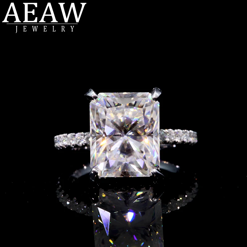 AEAW 18 к белое золото рандиантная огранка 4 карата DF муассанит обручальное кольцо лаборатория Алмаз пасьянс Свадьба для женщин