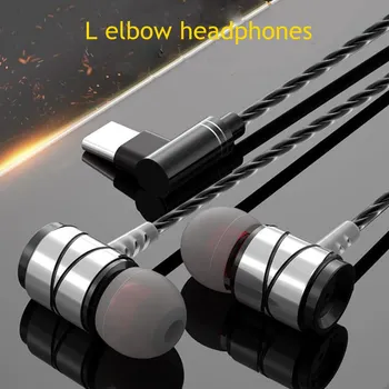 

Remote Control L Elbow Type C Plug IN Ear Wired Earphone For Xiaomi Huawei p20 Oneplus Samsung C9pro s8 s9 MP3 Earbuds Headset