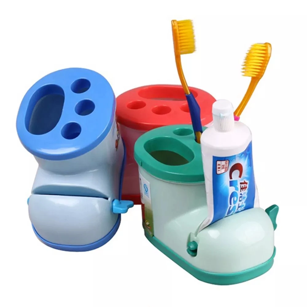 

Cute Boots Shape Toothbrush Holder Storage Box With Toothpaste Squeezer Bathroom Organizer