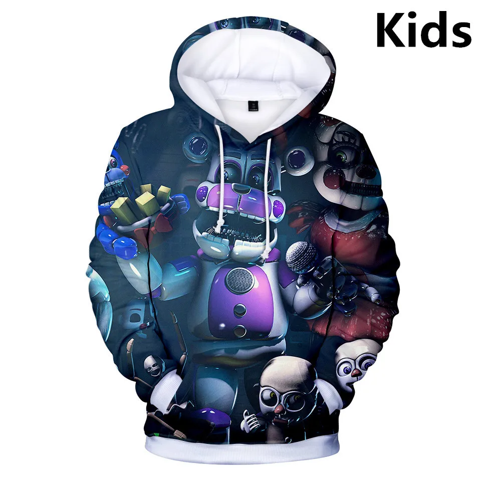 

2 To 13 Years Kids Hoodies 3D FNAF Hoodie Sweatshirt Boys Girls Five Nights at Freddy's Cartoon Jacket Coat Children Clothes