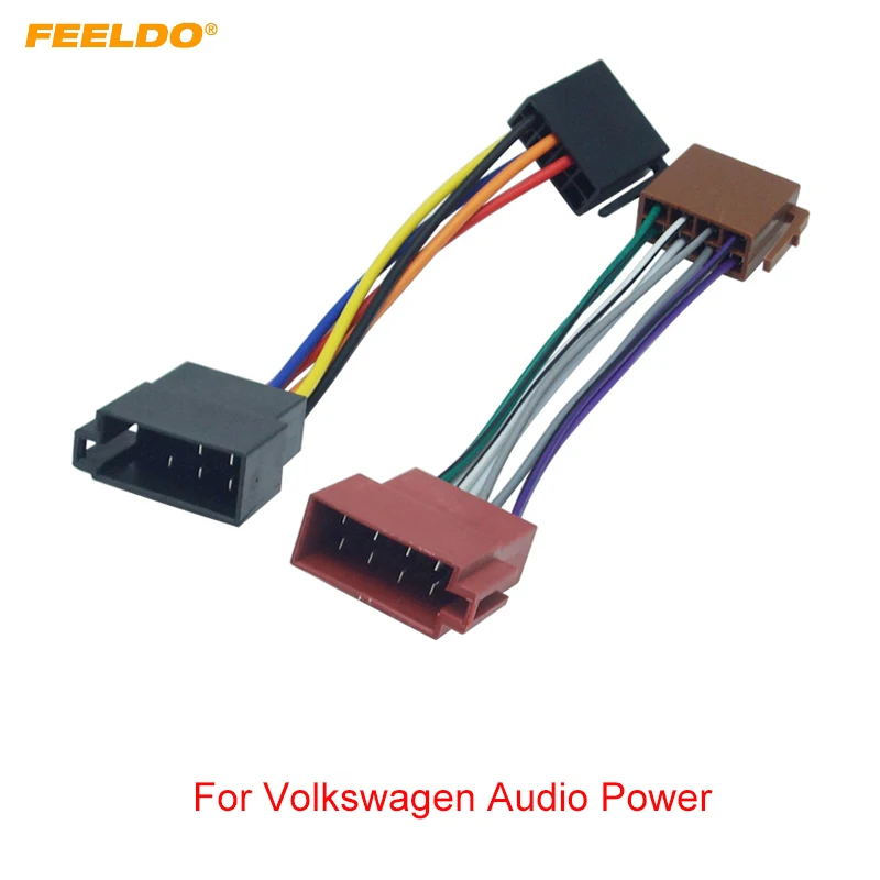 FEELDO Car ISO Radio Plug Adapter Wiring Harness For VW Audio Power