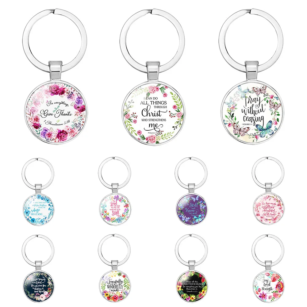 

new fashion bible verse key chains handmade glass key ring scripture quote faith jewelry women men christian gifts