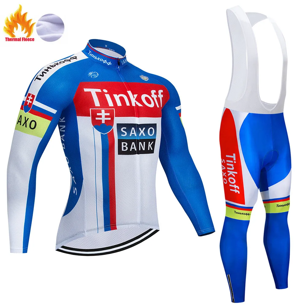 Зима Saxo bank Tinkoff термо флис Велоспорт Джерси Ropa Ciclismo MTB длинный рукав сохраняет тепло велосипед одежда велосипедная одежда - Цвет: Winter suit
