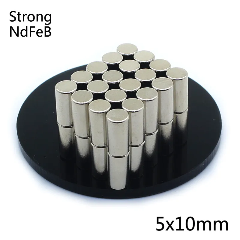 50Pcs Strong Round Cylinder Dia 5mm x 10mm N35 Rare Earth Neodymium Magnet Small Art Craft Fridge Neodimio Imanes 5mm*10mm | Обустройство