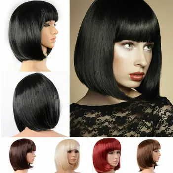 

Hair Bangs Straight Cosplay Party Short Wigs Girl Lady Wig