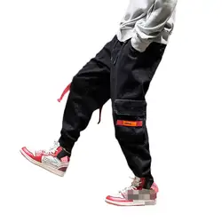 Новинка Харадзюку Негабаритных хлопок с несколькими карманами модные брюки-карго для мужчин осень 2019 хип хоп Уличная Повседневная