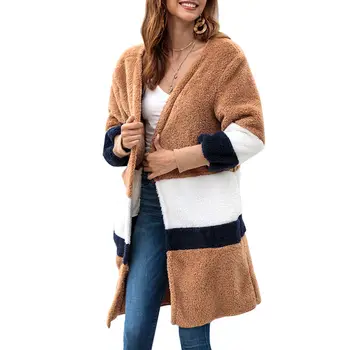 

Hot Sale 2019 Women Autumn Winter Cardigan Loose Mid-Length Cardigan Long Sleeve Casual Plush Trench IE998