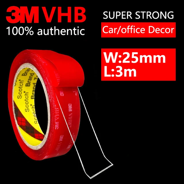 3M Nano Double Sided Tape VHB Heavy Duty Mounting Clear Adhesive Sticker Acrylic Foam Scotch Tape Anti-Temperature Car Decor 25mmx3m