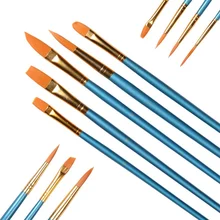 10pcs/set Blue Pen Oil Brush Watercolor Pen Nail Gouache Painting Pen Set Long Tail Brush Pen Plastic Handle Pull Hook Line Pen