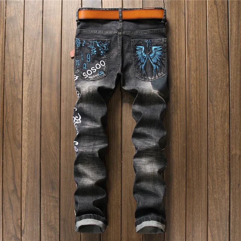 Джинсовые дизайнерские рваные джинсы высокого качества, рваные джинсы для мужчин, размер 28-38, Осень-зима, уличная одежда в стиле хип-хоп, панк