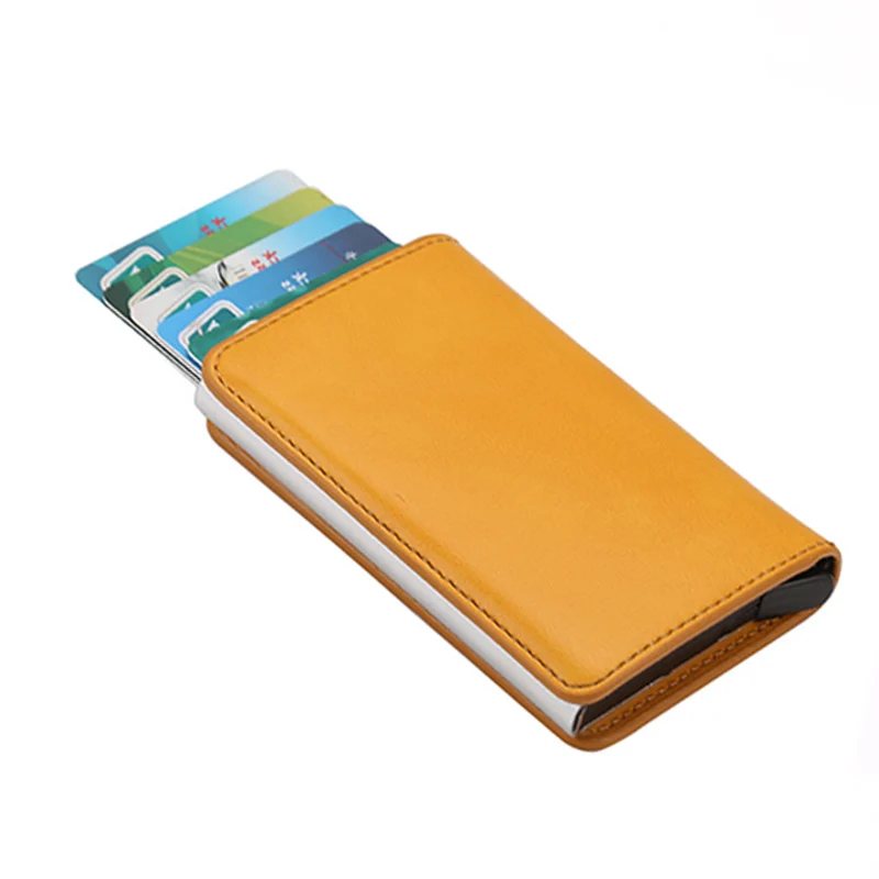 Анти вор Rfid кредитный id держатель для карт тонкий мужской минималистичный карбоновый металлический бумажник визитница сумка для кредитных карт Чехол Carteira Новинка - Цвет: B-yellow