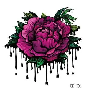 Rocooart Waterproof Temporary Tattoo Sticker Flower Rose Fake Tatto Flash Tatoo Hand Arm Foot Back body art for Girl Women Men - Color: CD-136