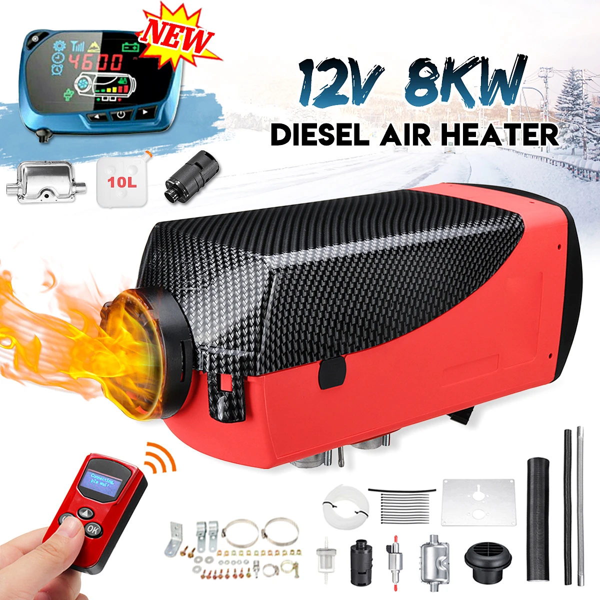 12V 8KW Air Diesel Heater LCD Thermostat Remote Control Car Truck Motorthome 12V 8KW Air Diesel Heater LCD Thermostat Remote Control Car Truck Motorthome