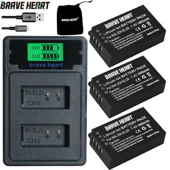 

BATERIA EN-EL20 EN-EL20A EN EL20a EN EL20 ENEL20 Battery +LED USB Charger for Nikon Coolpix P1000 Nikon1 J1, J2, J3 AW1