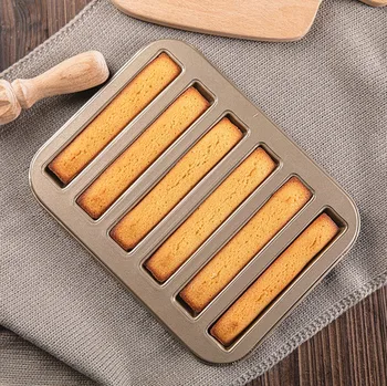 

6 Holes Strip Shape Cupcake Pan Cupcake Mold Muffin Pan Carbon Steel Baking Pan Non Stick Bakeware Biscuit Pan
