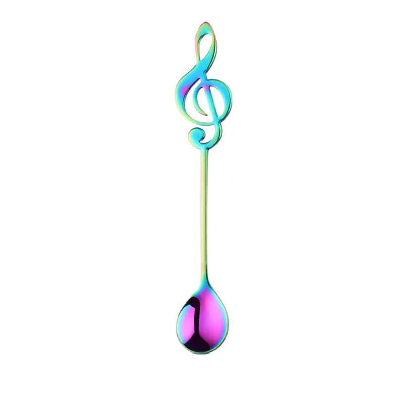 Rainbow 1 шт., кофейная ложка в форме музыкальной ноты, совок для перемешивания кофе из нержавеющей стали, для молока, чая, напитков, кафе, совок - Цвет: Rainbow