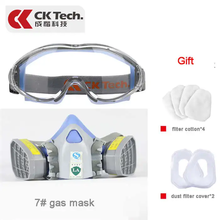 CK Tech. Противогаз химический спрей анти-туман краски органический газ защитный респиратор с очками промышленные граффити маски - Цвет: CKH-0307-G2-M4-136