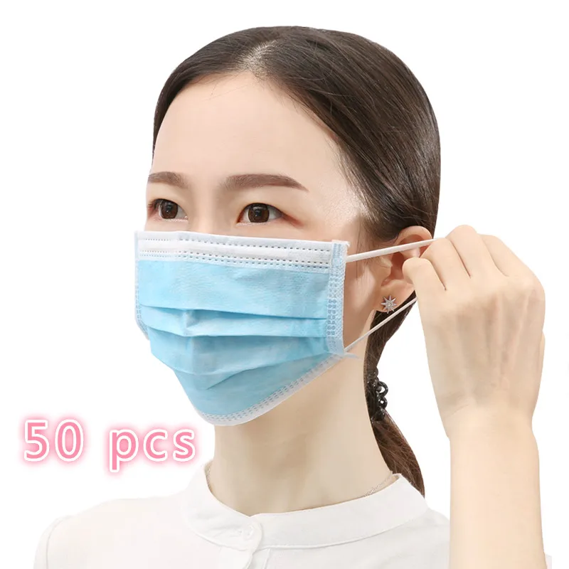 

50 pcs 3 Layers Non-Woven Masks High Quality Mask Dustproof prevent Bad Smell Proof Face Health Mouth Mask Anti Pollution
