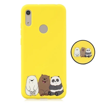 C Для huawei Y5 Y6 Y7 Y9 чехол милый Единорог медведь шаблон складывающаяся подставка держатель чехол для huawei Y5 Y6 мягкий TPU Coque - Цвет: C