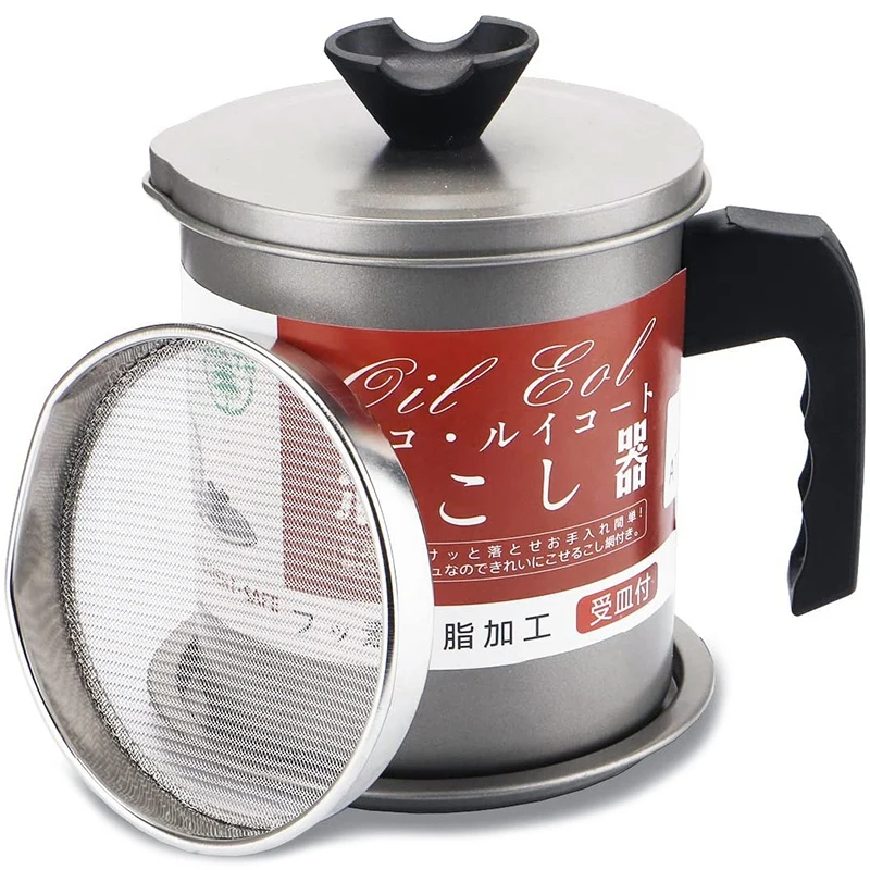 Grease Container with Stainless Steel Storage Pot for Cooking or Frying