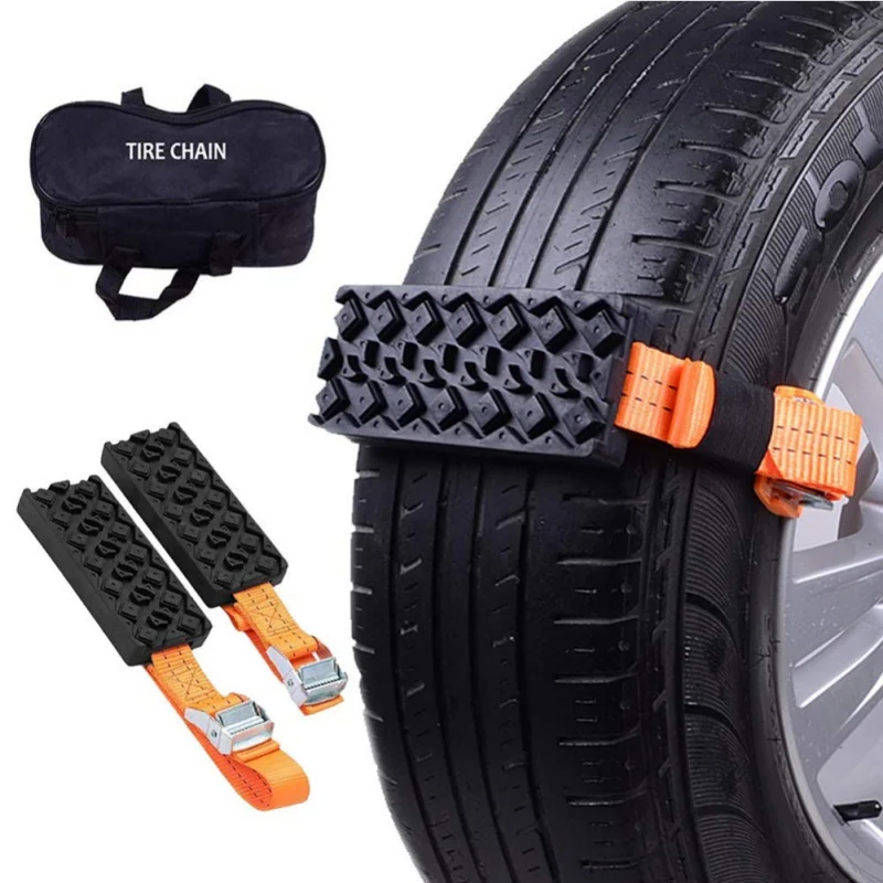 

Anti Skid Tire Blocks 2PCS Emergency Snow Mud Sand Tire Chain Straps Traction Device for Trucks and SUV