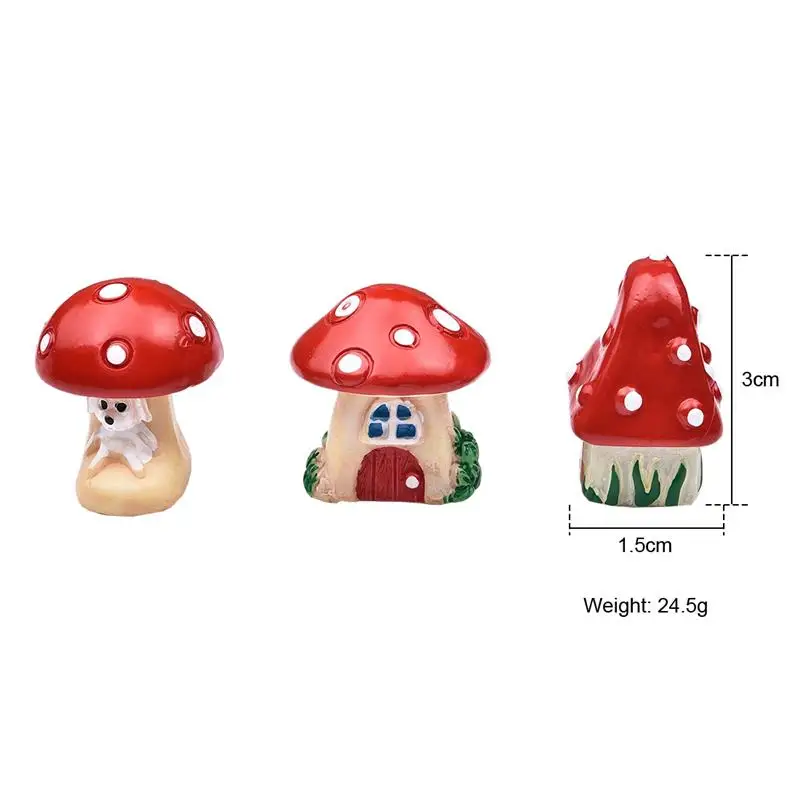 3pcs/Set Vintage Blue Mini Mushroom House Miniature Mini Craft Fairy Garden Micro Landscaping Decor Home Decoration Accessories miniature figurines,mini mushroom ornament