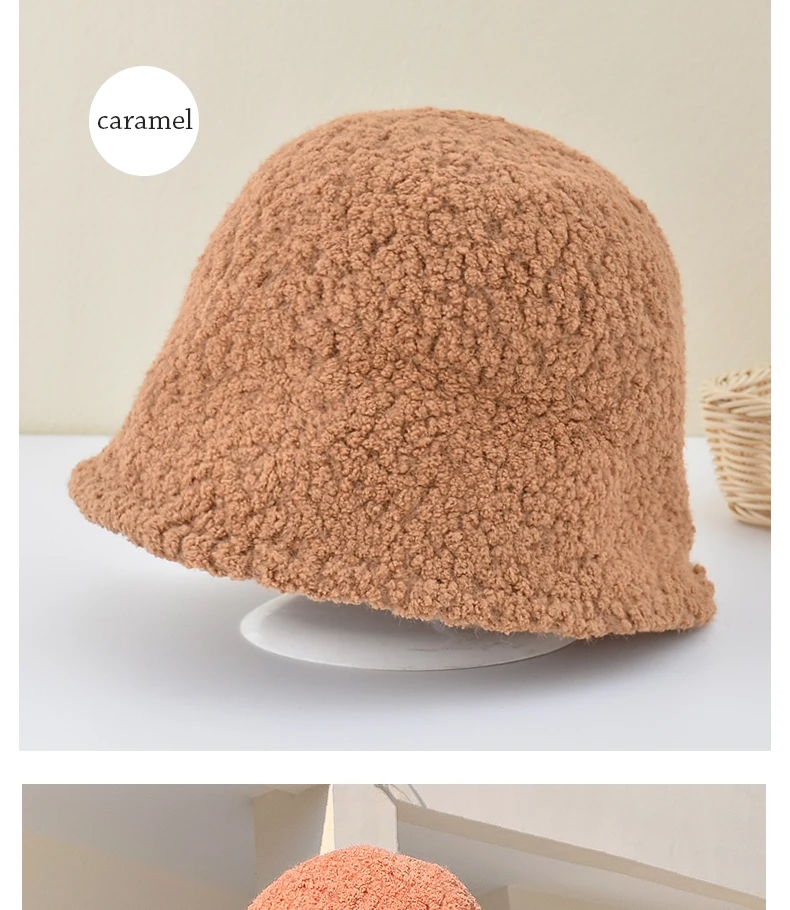 Women Winter Fashion Solid Lambswool Basin Cap Retro Knitted Soft Panama Fur Twists Fisherman Hat Girl Cashmere Bucket Hat fisherman hat womens