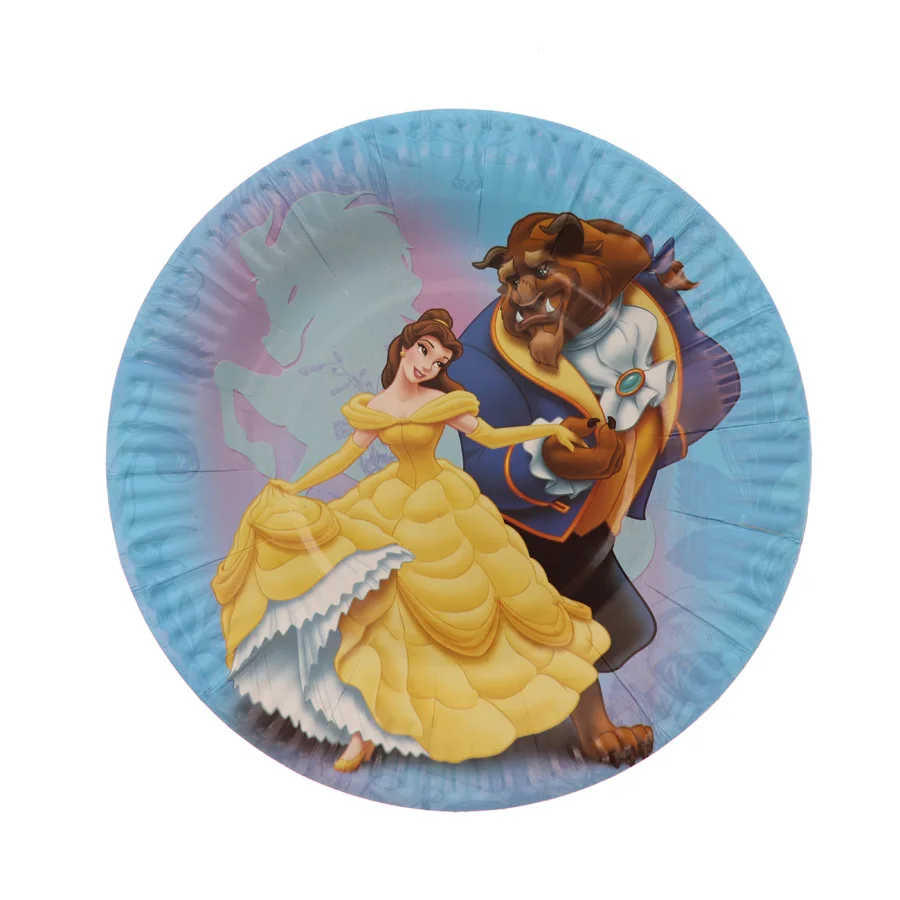 Assiette La Belle Et La Bete Ensemble de fête à thème La Belle et la Bête pour enfants, assiette  standard en papier, décorations de fête d'anniversaire, Disney, princesse,  poulet, britannique | AliExpress