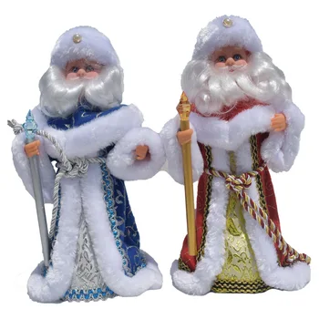 

30cm Christmas Ornaments Electric Santa Claus Snow Maiden Musical Dancing Dolls Father Frost Figure Under Christmas Tree Decor