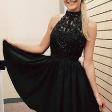 A-Line/принцесса Холтер без рукавов Короткие/Мини шифоновые платья