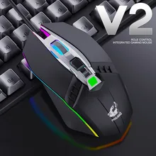 Профессиональная игровая мышь Wolf V2RGB эргономичная Механическая проводная мышь 1800 dpi Регулируемая оптическая светодиодный мышь для ПК ноутбука