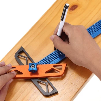 

300mm 400mm Wood Working Portable Home Carpenter Scriber T Type Hole Positioning Ruler Gauge Crossed Marking Adjustable Angle