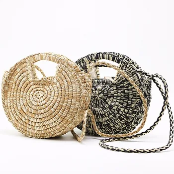

New Style Circle Woven Bag Hand Straw Bag Single-shoulder Bag for Women