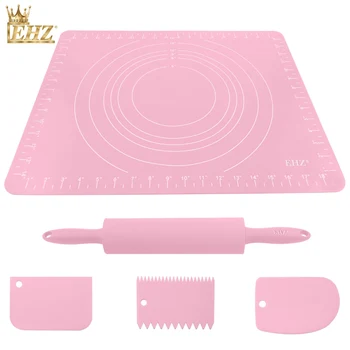 

EHZ Baking Set Rolling Pin Place Mat Thicken Scale Silicone Kneading Pad Baking Pad Noodle Stick Scraper Home Kitchen Tools