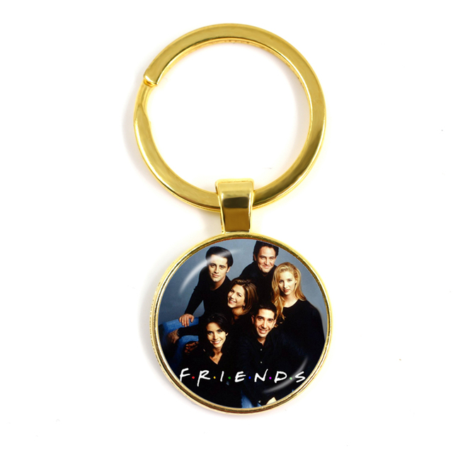 Friends TV Show Pendant Keychain Character Cartoon Fun Pattern 25mm Glass Cabochon Key Ring Keyholder Good Friend Gift