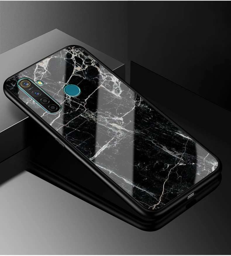 Для Oppo Realme 5 Pro Чехол Realme Q оргстекло PC чехол для телефона черный ТПУ бампер чехол для Oppo Realme 5 Pro Realme5 Pro rmx197