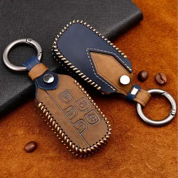 

Genuine Leather 5 Button Remote FOB Key Case Cover Shell For LAND ROVER LR4 Range Rover Sport Evoque