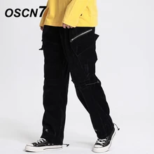 OSCN7 вельветовые уличные брюки-карго в стиле хип-хоп, мужские Брендовые брюки-карго High Street, новые модные трендовые Брюки с карманами и эластичной резинкой, Мужские штаны 895
