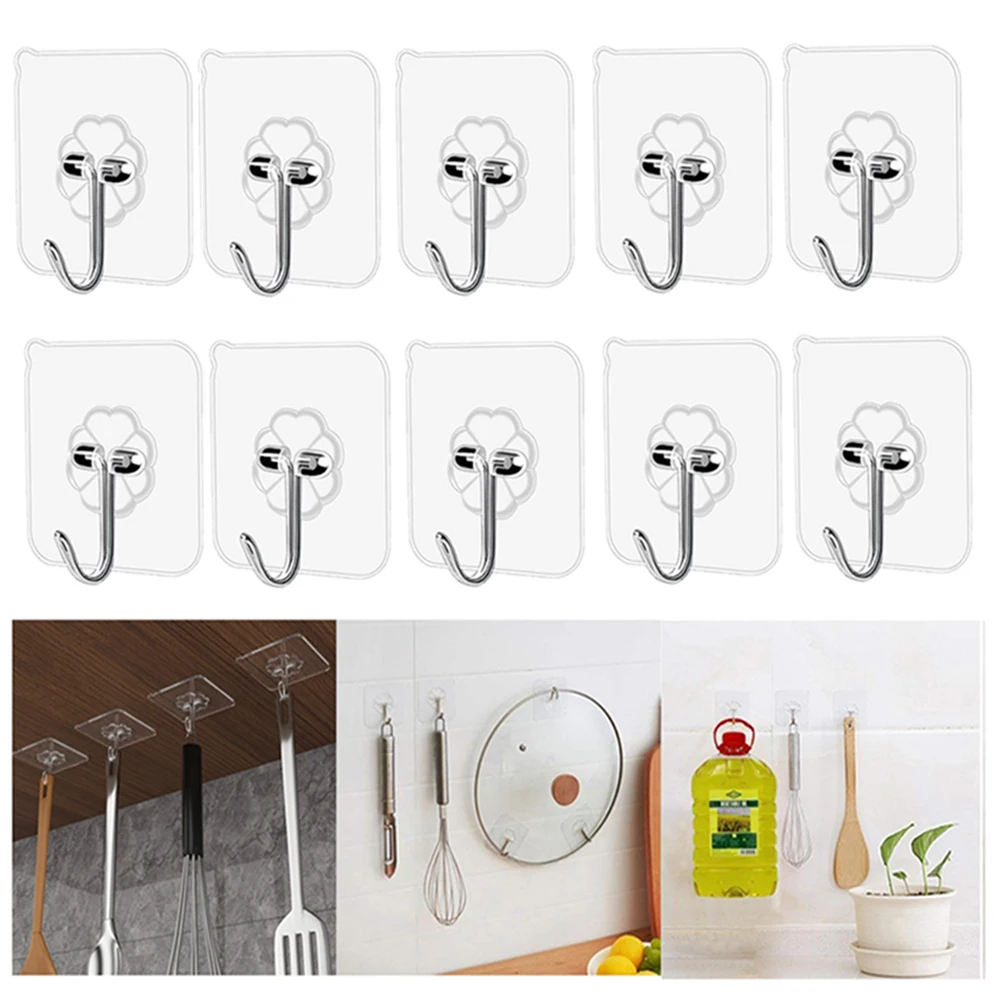 20Pcs Transparent Strong Self Adhesive Door Wall Hangers Hooks Suction Heavy Load Rack Cup Sucker for Kitchen Bathroom | Дом и сад