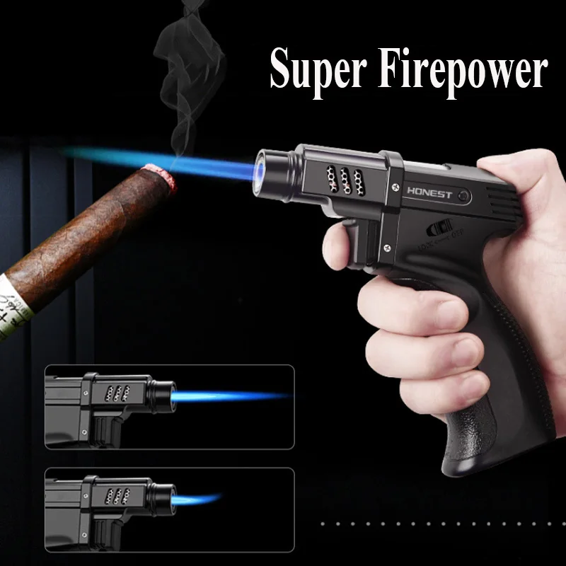 Windproof Outdoor Camping BBQ Fixed Fire Big Jet Flame Cigar Lighter Torch Kitchen Gadgets For Men