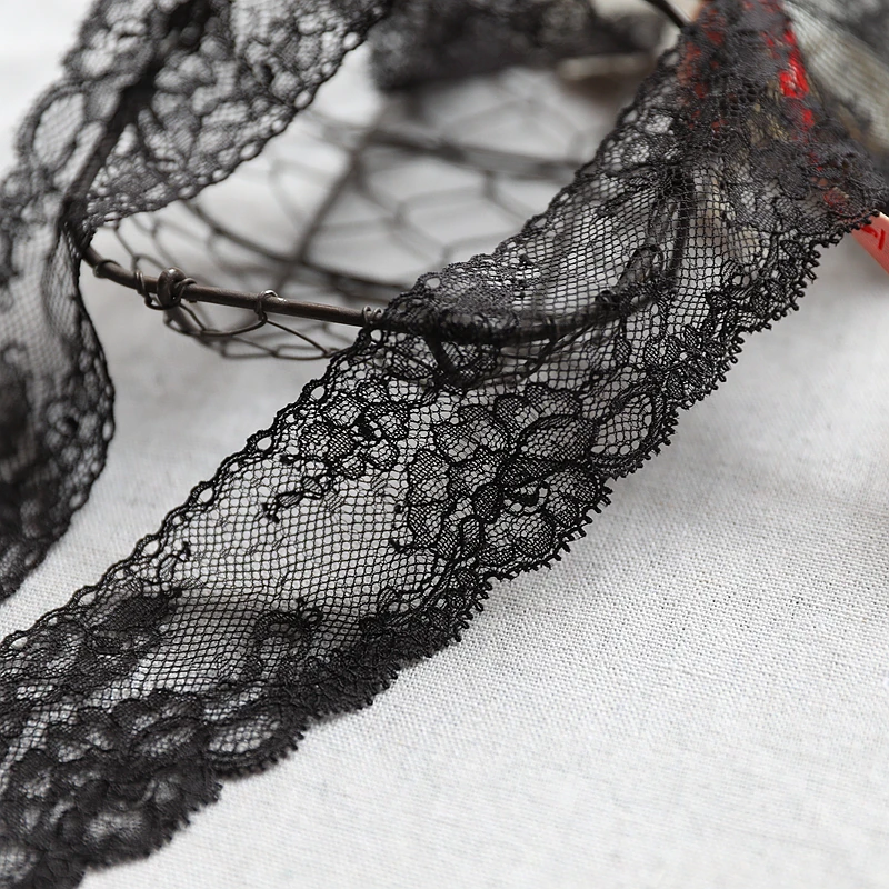 

10Meters/Lot 5.5cm French Style Exquisite Black Slight Elastic Eyelash Lace Trim DIY Sewing Accessories X466