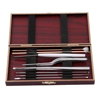 

Ear Picking Tool Set Professional Ear Picking Tools Ear Cleaning Goose Feather Stick Casual Elegance Retro Wooden Box Package