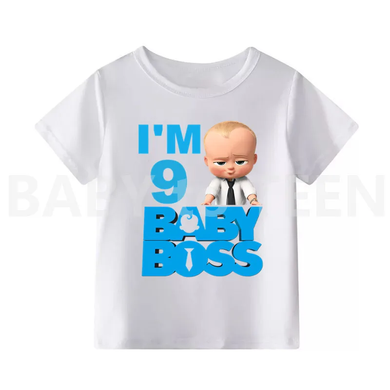 2019 Baby Boss Birthday Number 1-10 Cartoon T-shirt Boys Girls Funny T Shirt Children Summer Tops Kids Clothes
