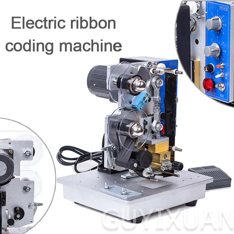 

220V / 200W Electric ribbon coding machine Automatic date label coding machine Multi-function steel code printer 1-3 rows print
